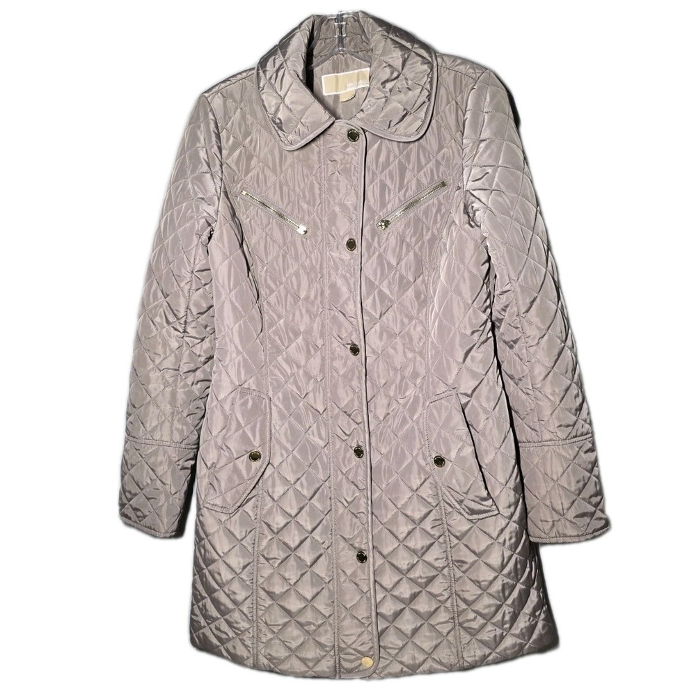 Michael Kors Coat  Womens Size XSmall Quilted Long Taupe‎ Coat